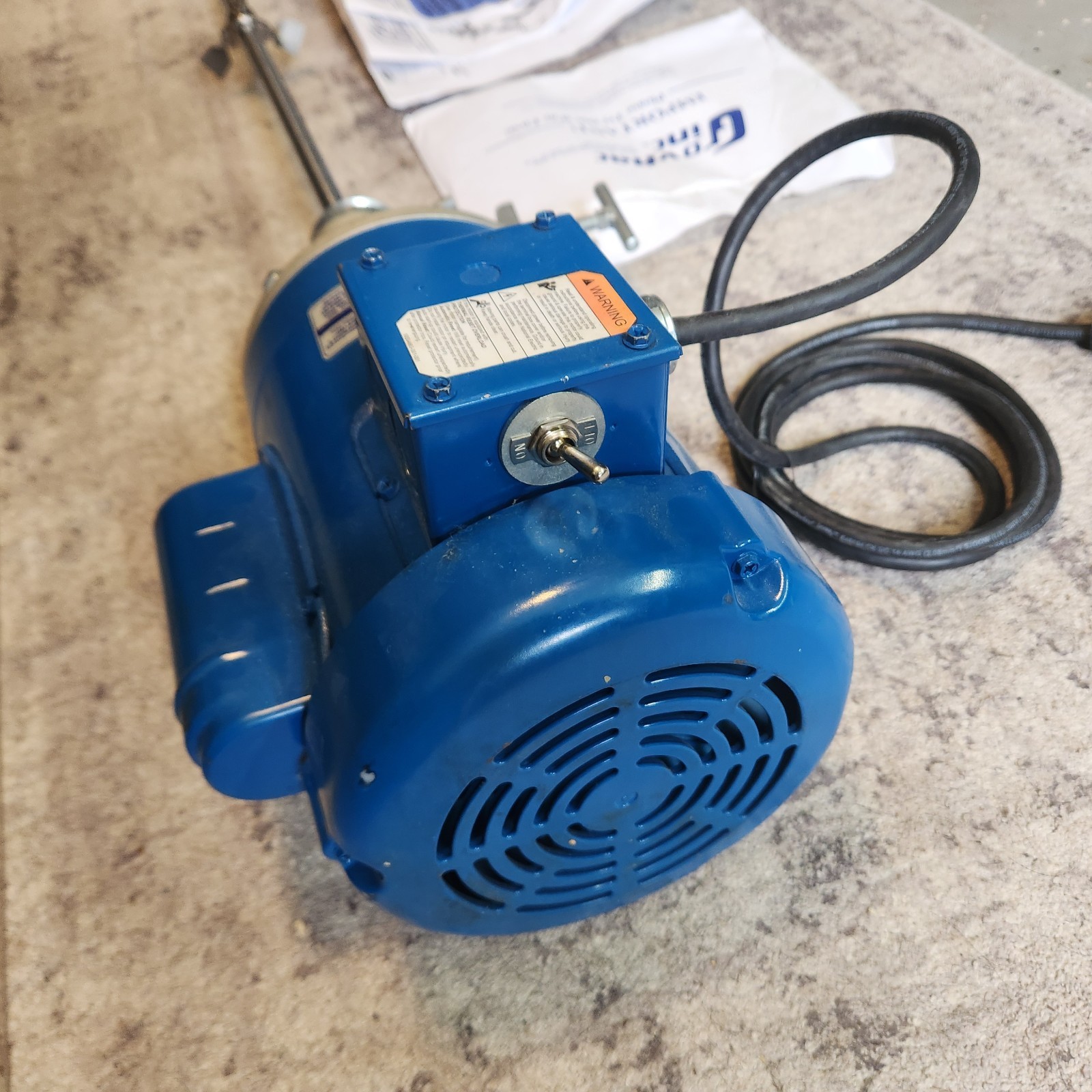 Grovhac 1HP Electric 55 Gallon Drum Mixer Agitator C-Clamp Mount Leeson Portable