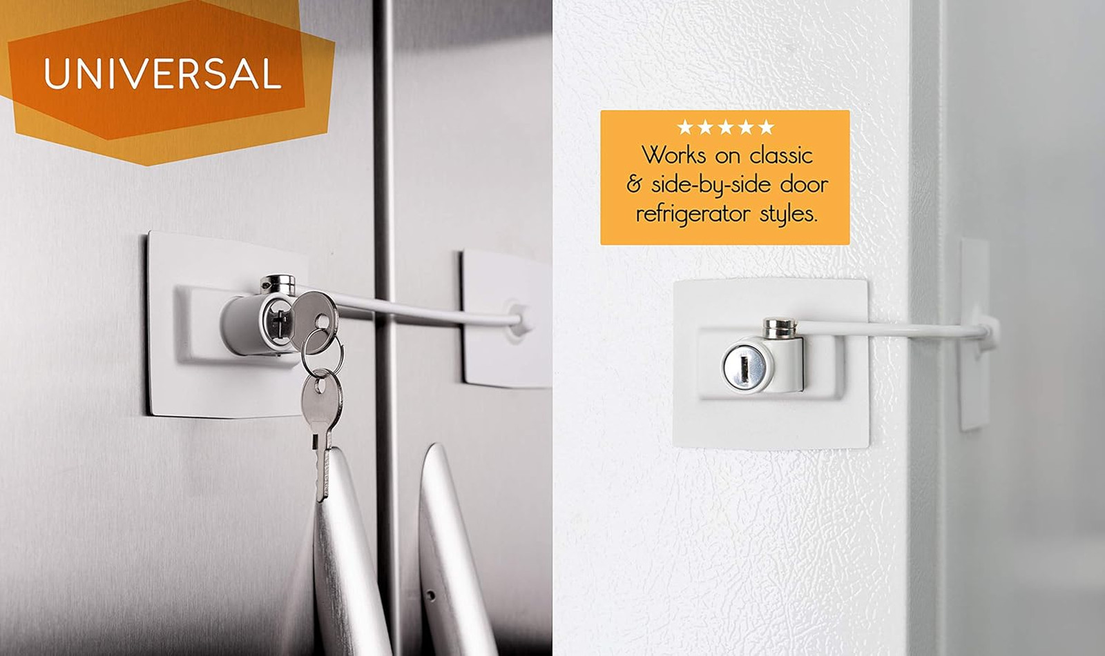Refrigerator Lock with Keyed Lock White High Security Child Proof Food Medicine