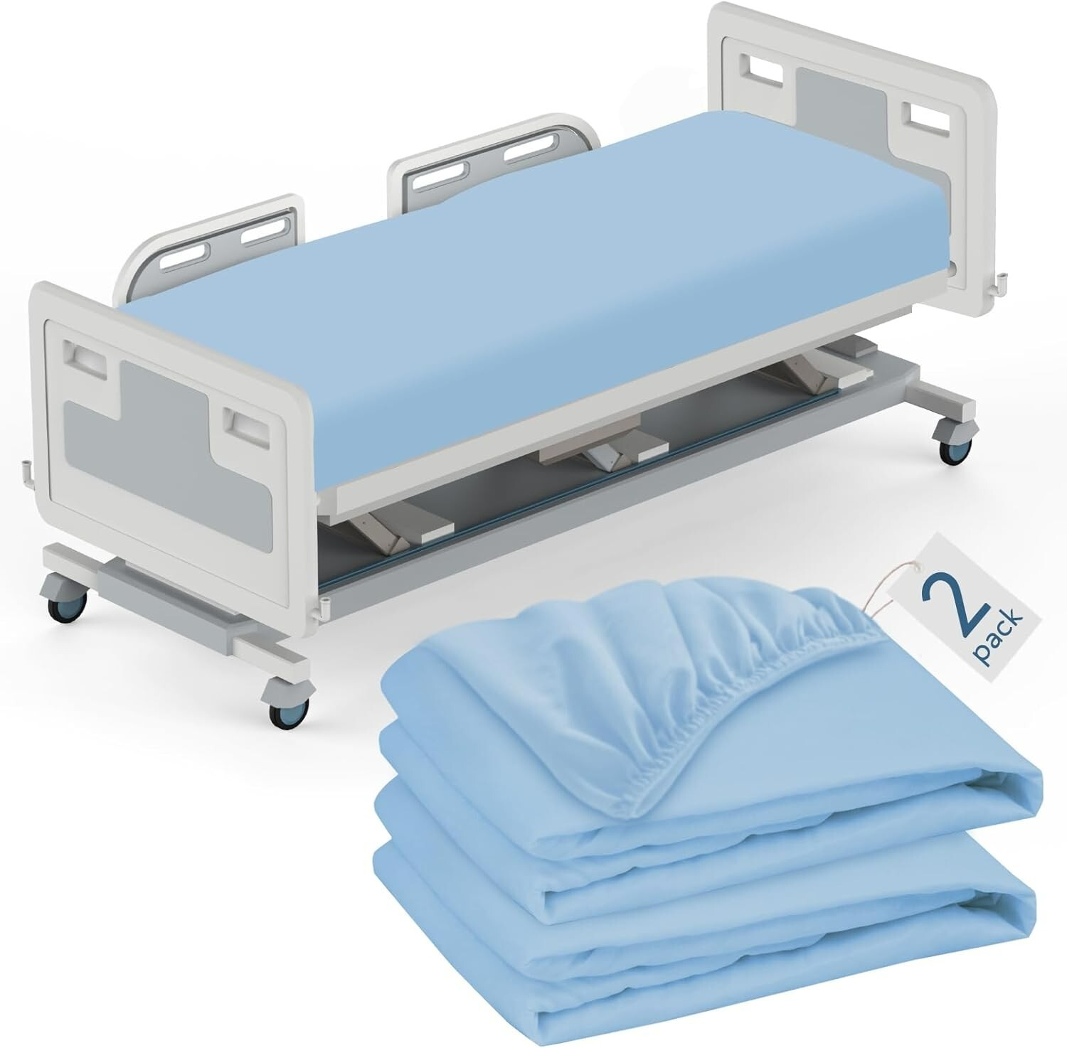 Hospital Bed Sheets Fitted 36×84/36×80 Blue Soft for Home/Care Beds/Medical Use