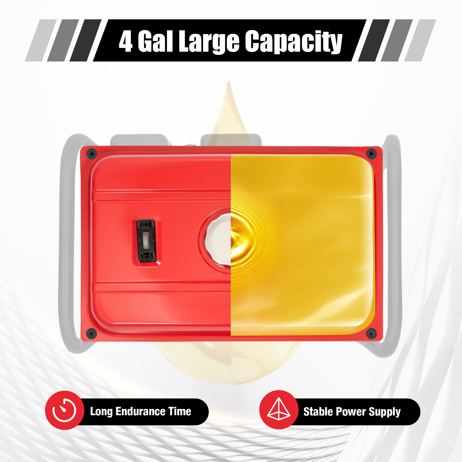 4 Gal Universal Generator Gas Fuel Tank w/ Chrome Cap Gauge Petcock Valve Red