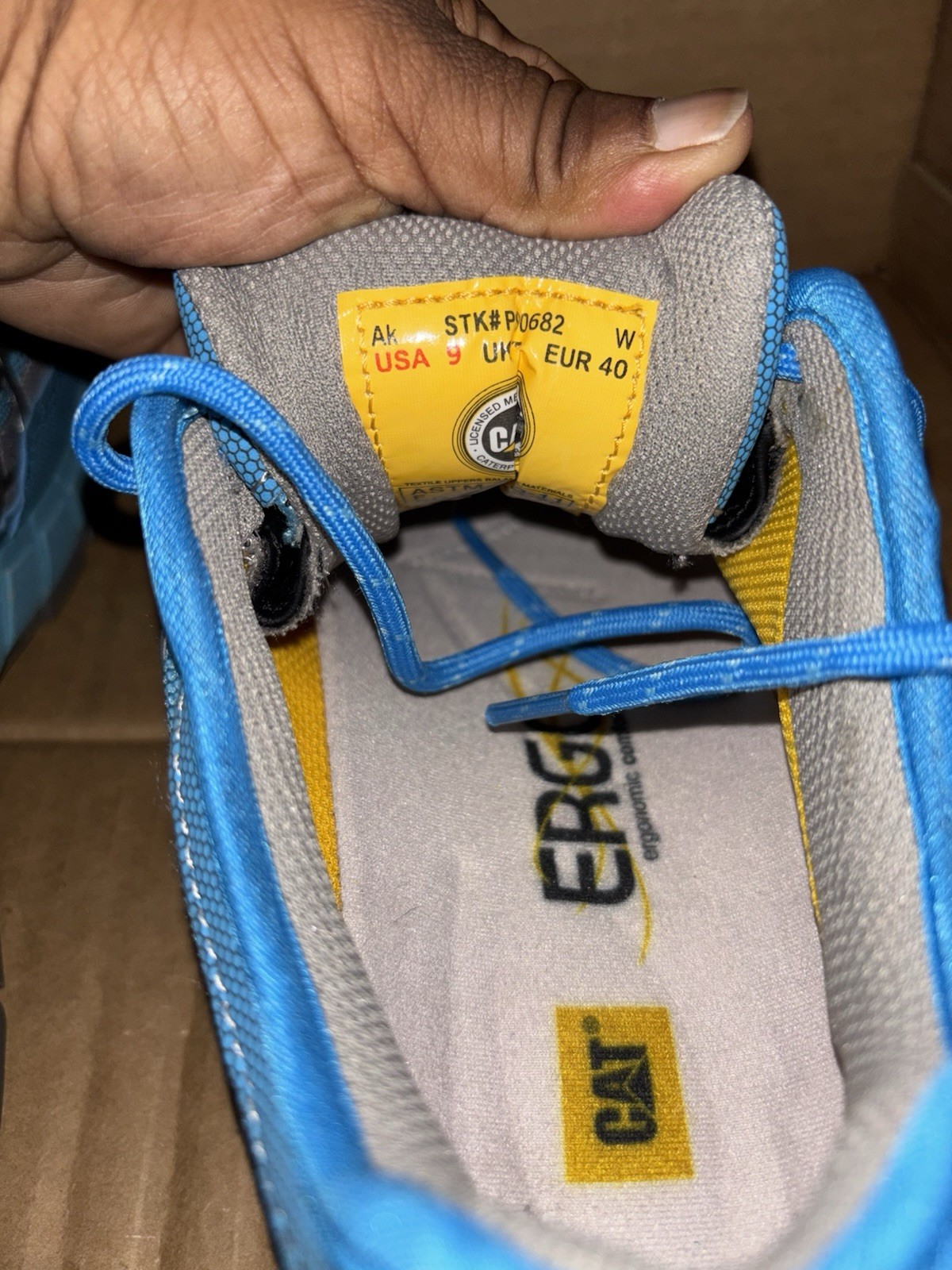 Womens CAT Caterpillar Blue/Gray Steel Toe Ergo SRX Protective Work Shoes SZ 9
