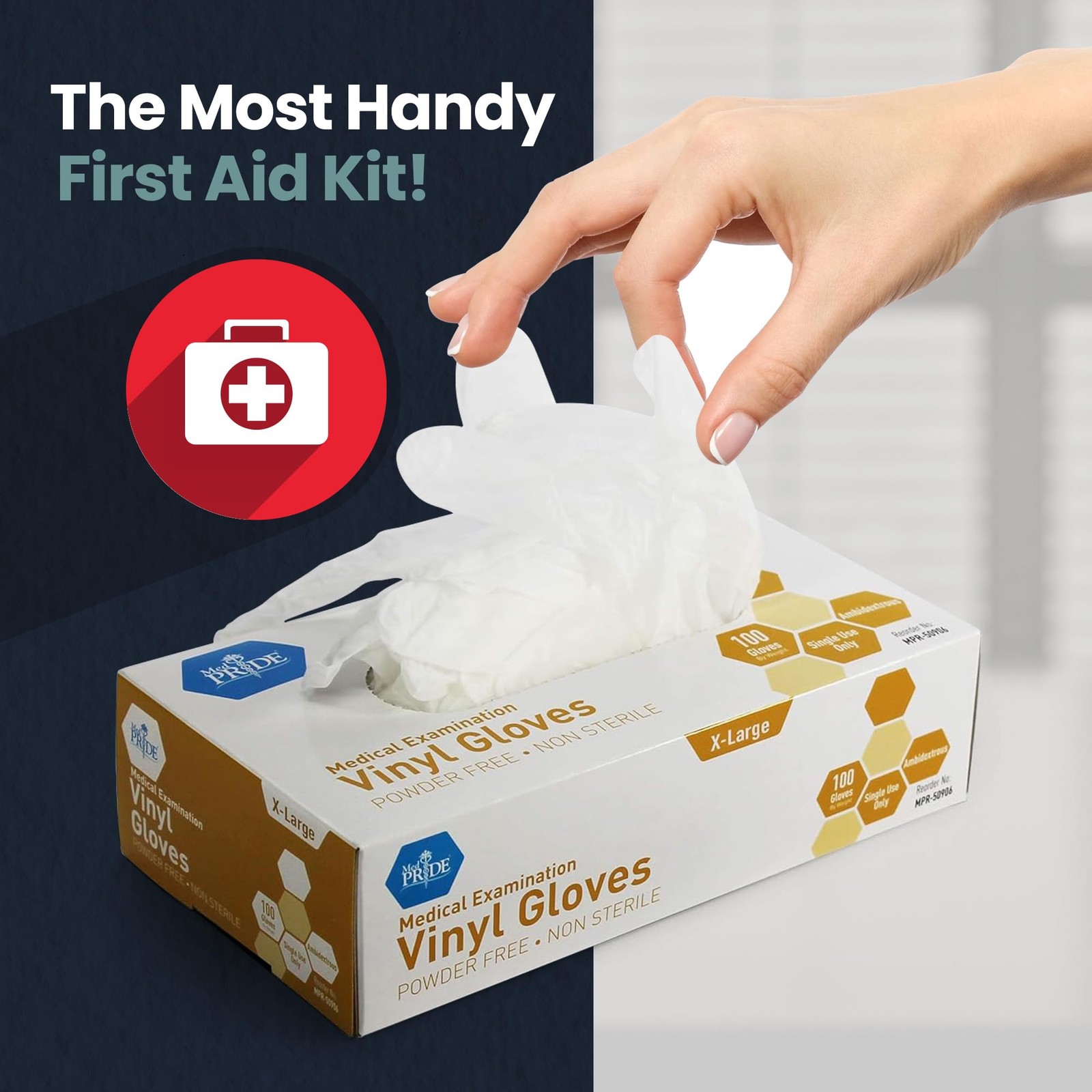 MED PRIDE Disposable Medical Grade Vinyl Exam X-Large (Pack of 100), Clear