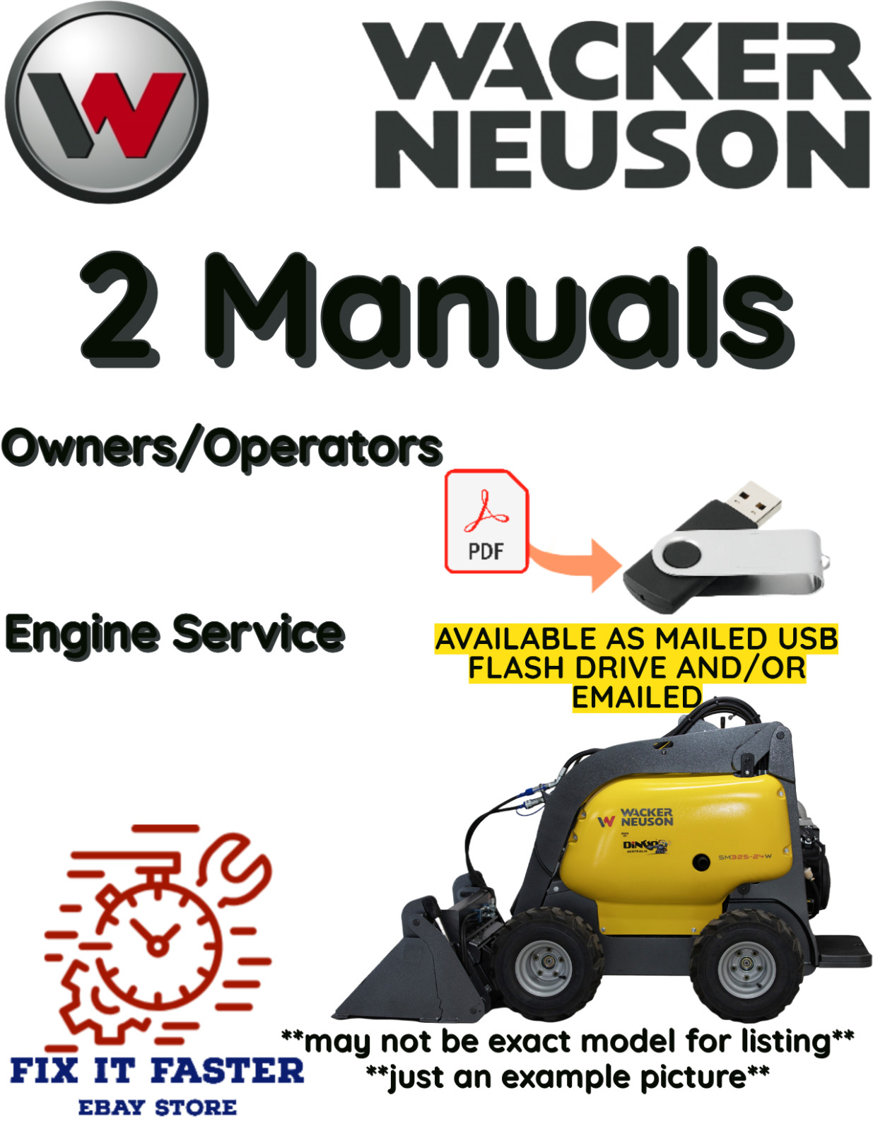WACKER NEUSON K95 DINGO MINI LOADER OPERATORS ENGINE REPAIR MANUAL PDF USB