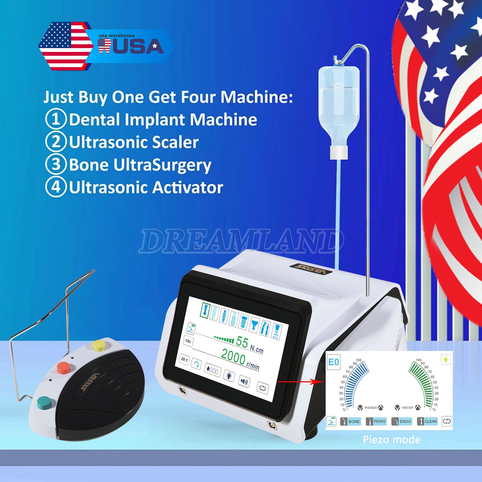 Dental Wireless LED Curing Light 1 Second Cure Lamp 4 Modes US