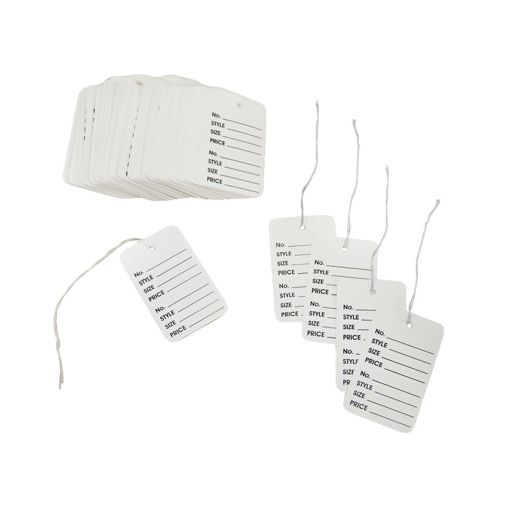 WHITE 1000 PCS Large Perforated Strung Hang Tags WITH STRING Coupon Price Paper