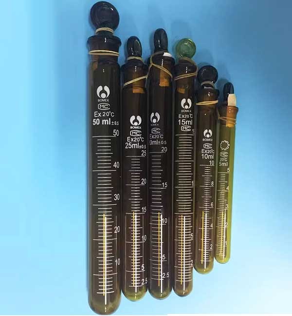 Wholesale 5ml-100ml Round-bottomed Amber graduated Glass Tubes Lab Glassware