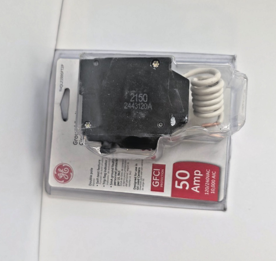 GE 50 Amp 240V Double Pole Ground Fault Breaker with Self-Test THQL2150GFT2P