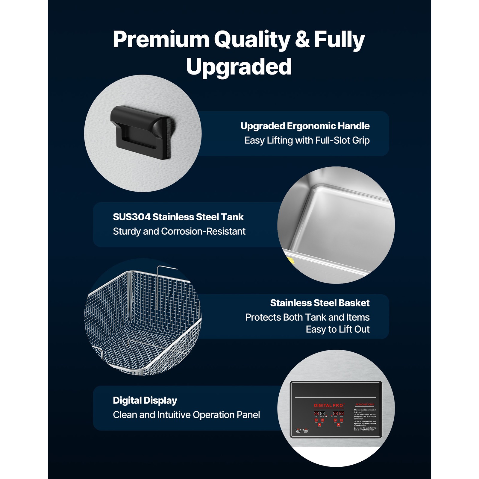 Uimoso 50L Ultrasonic Cleaning Machine with Basket & Digital Control, 840W