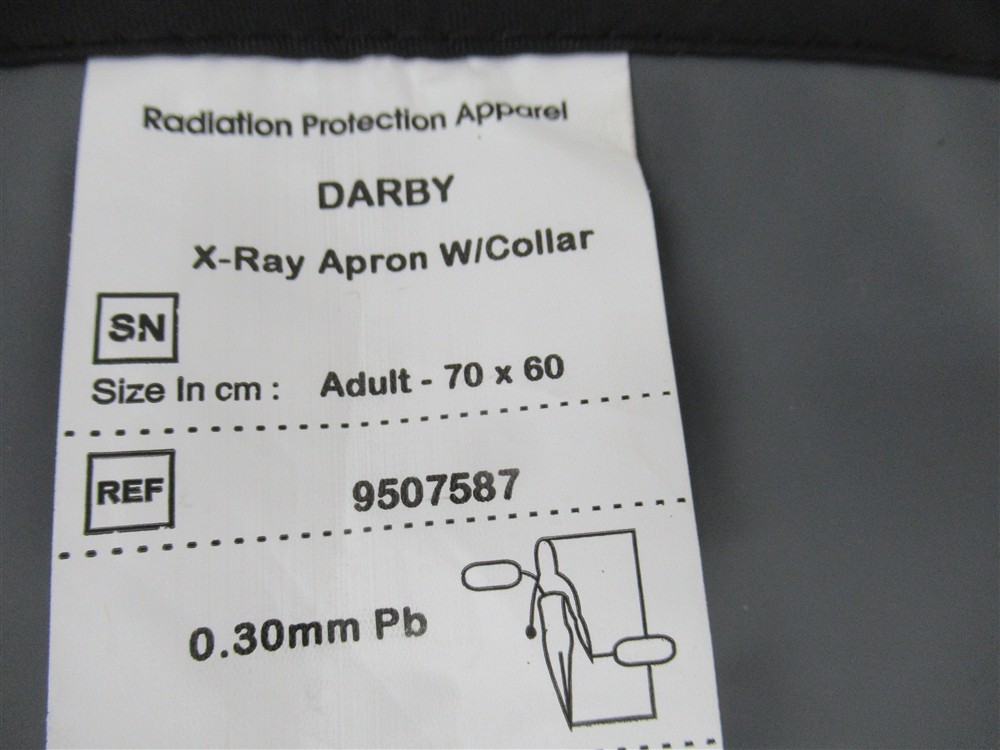 Darby 9507587 , X-Ray Apron W/Collar , Gray , Adult Size 70 x 60