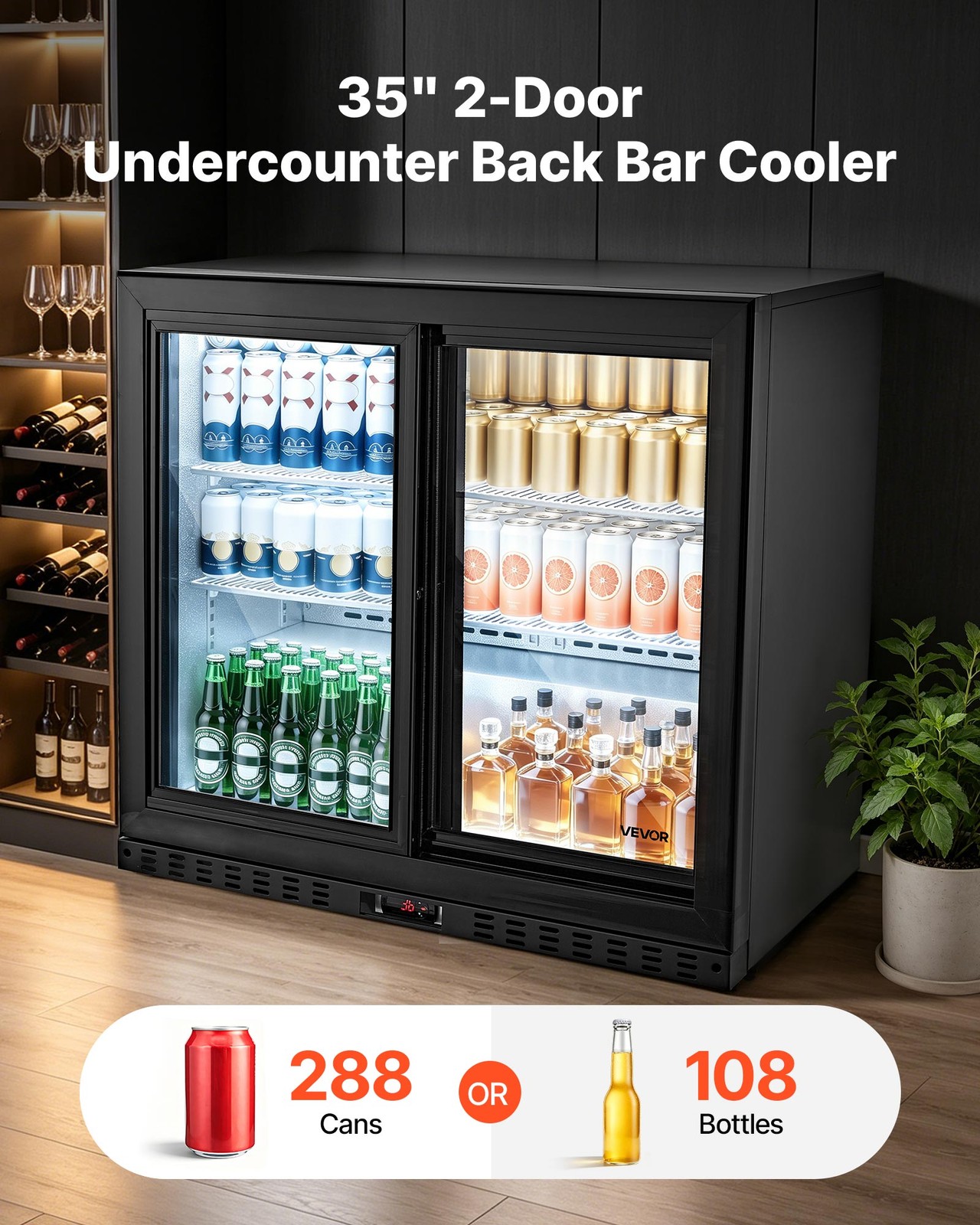 VEVOR 7.4 Cu.Ft Back Bar Cooler Commercial Beverage Refrigerator Under Counter