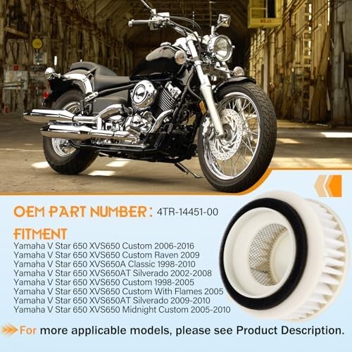 V Star 650 Air Filter 4TR-14451-00 Replacement for Yamaha V Star 650 XVS650 Cust