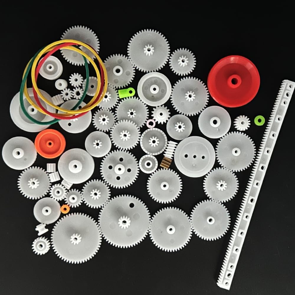60PCS Small Gear Kit Plastic Gears Belt Pulley Single Spindle Gear…