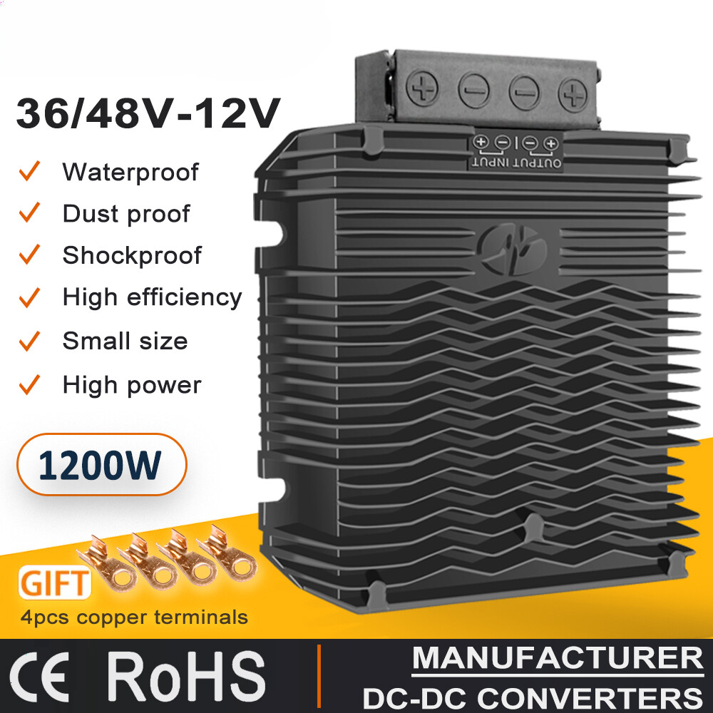 DC-DC 36V 48V to 12V 13.8V 80A 100A Converter Step Down Power Cars Trucks Boats