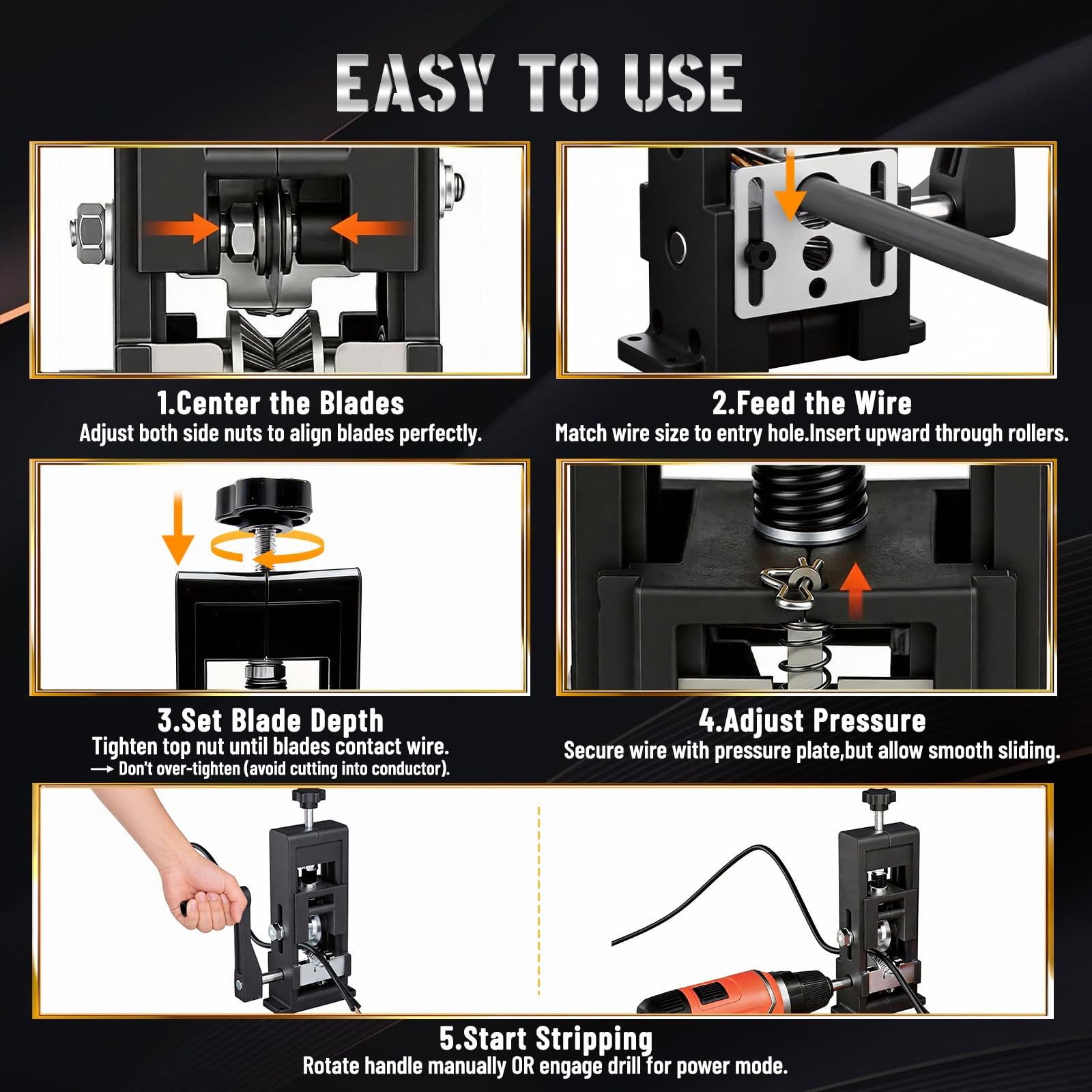 Wire Stripper Machine, 2-in-1 Drill-Powered & Hand Crank Manual Wire Strippin…