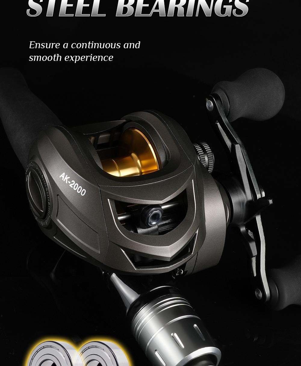 Rooblinos AK Baitcasting Reel 7.2:1 18LB Max Drag Freshwater Saltwater 2+1BB Pro
