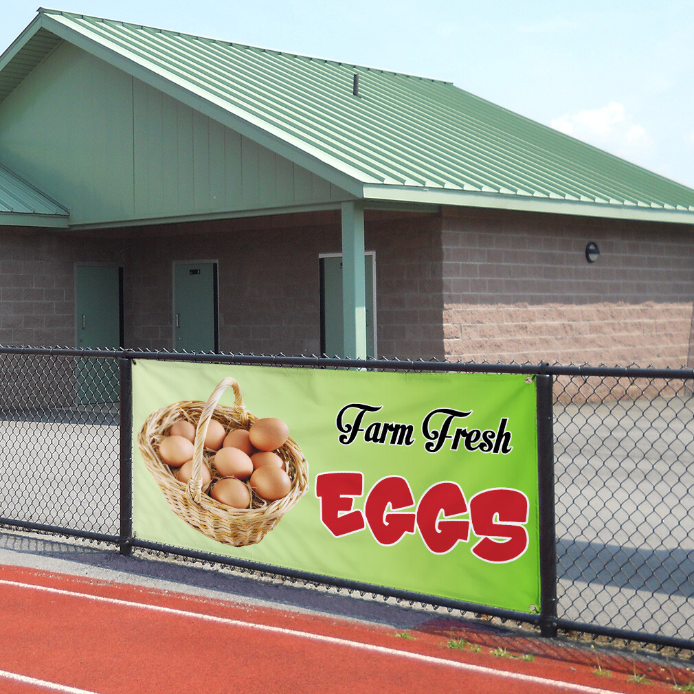 Vinyl Banner Multiple Sizes Farm Fresh Eggs Advertising Printing D Dairy Outdoor