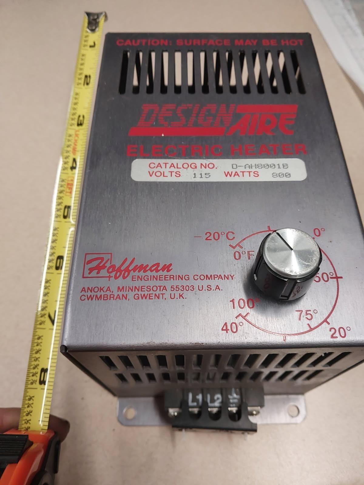DESIGN AIRE ELECTIC HEATER 0-AH8001B 120 VOLTS 800 WATTS