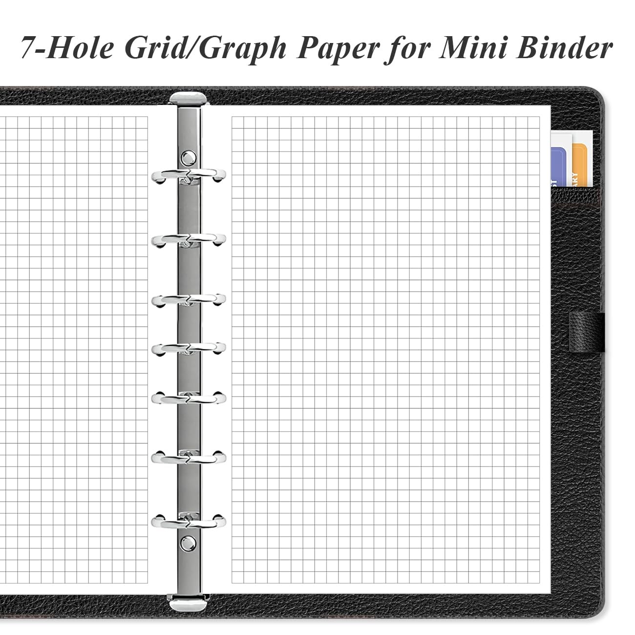 A5 Grid Refill Paper 7Hole Graph 100Sheets/200Pages 100gsm 5.8×8.3 Inch