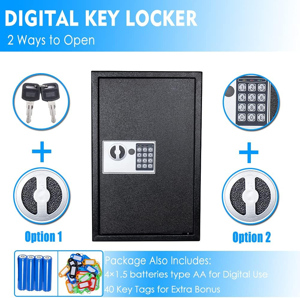 Key Box Wall Mount 40 Position Valet Digital Car Key Cabinet Lock Box with Code