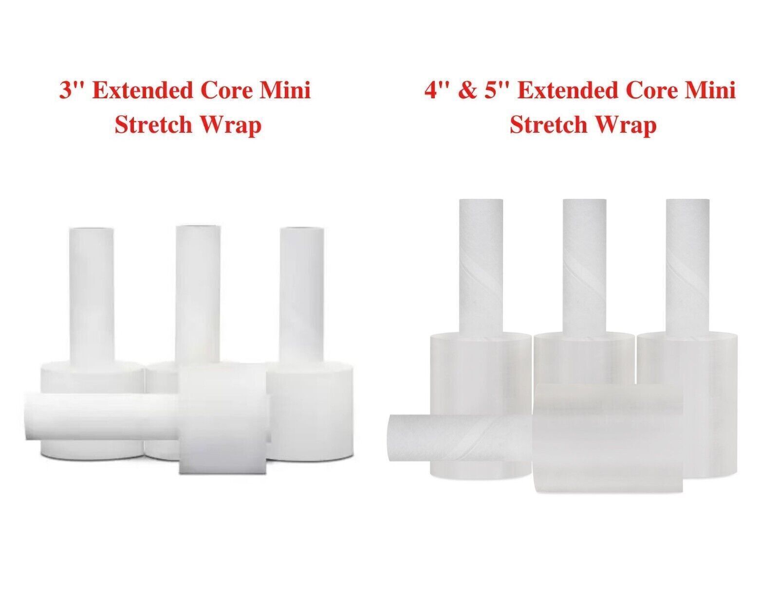 Extended Core Mini Stretch Wrap Shrink Film Clear with Handle – Size & Rolls