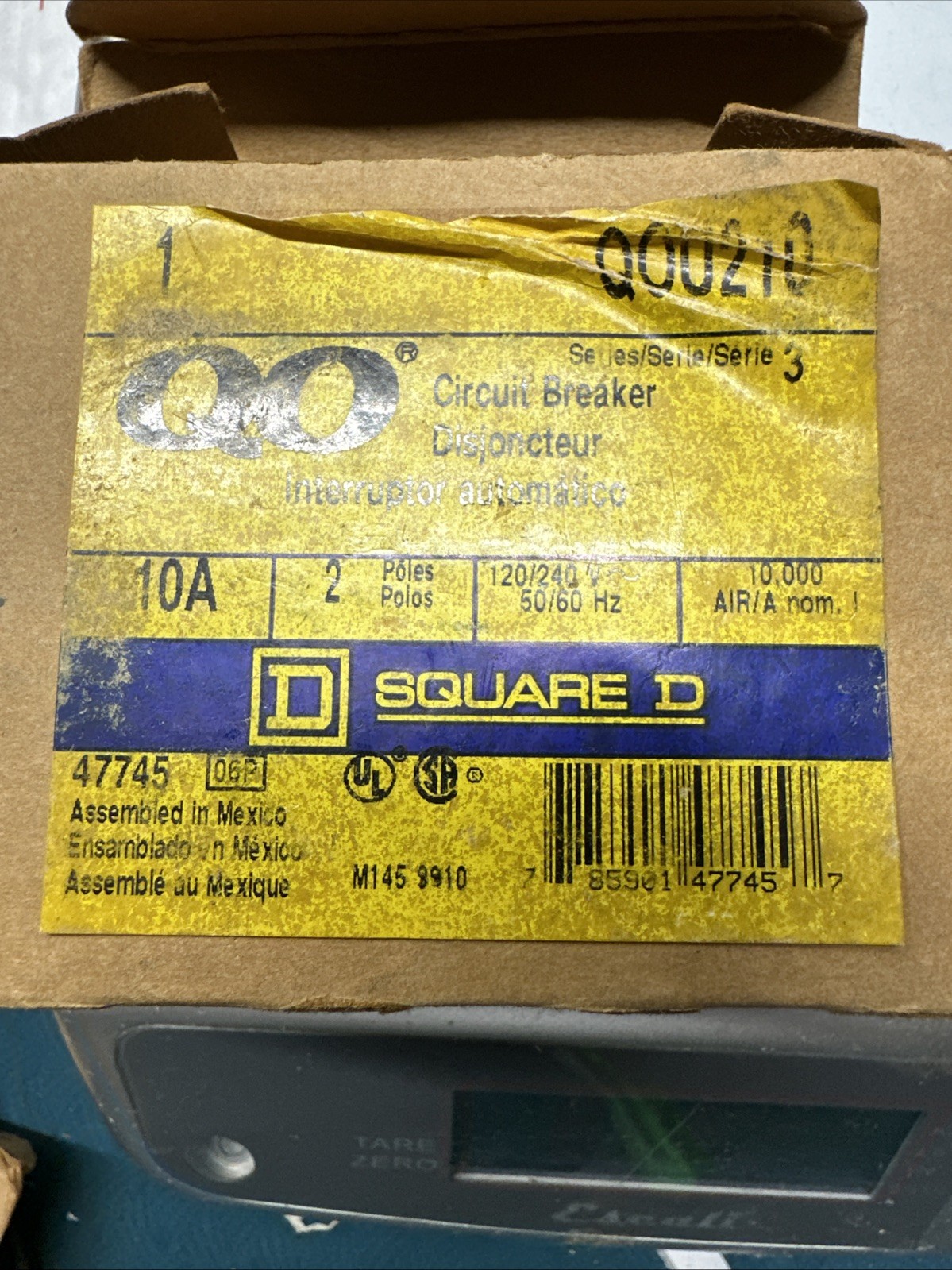 Square D QO210 Circuit Breaker – 10 A, 2 Pole, 120/240 VAC New In Box
