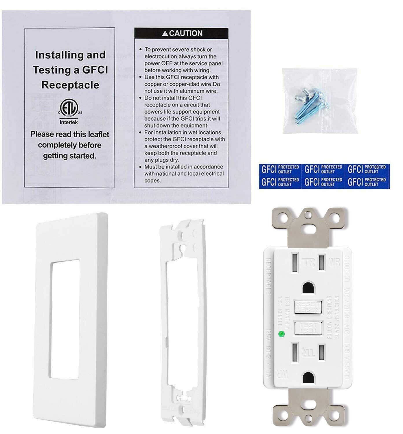 15AMP GFCI Outlet Receptacle Tamper Resistant – ETL Listed, White GFI TR WR GFCI