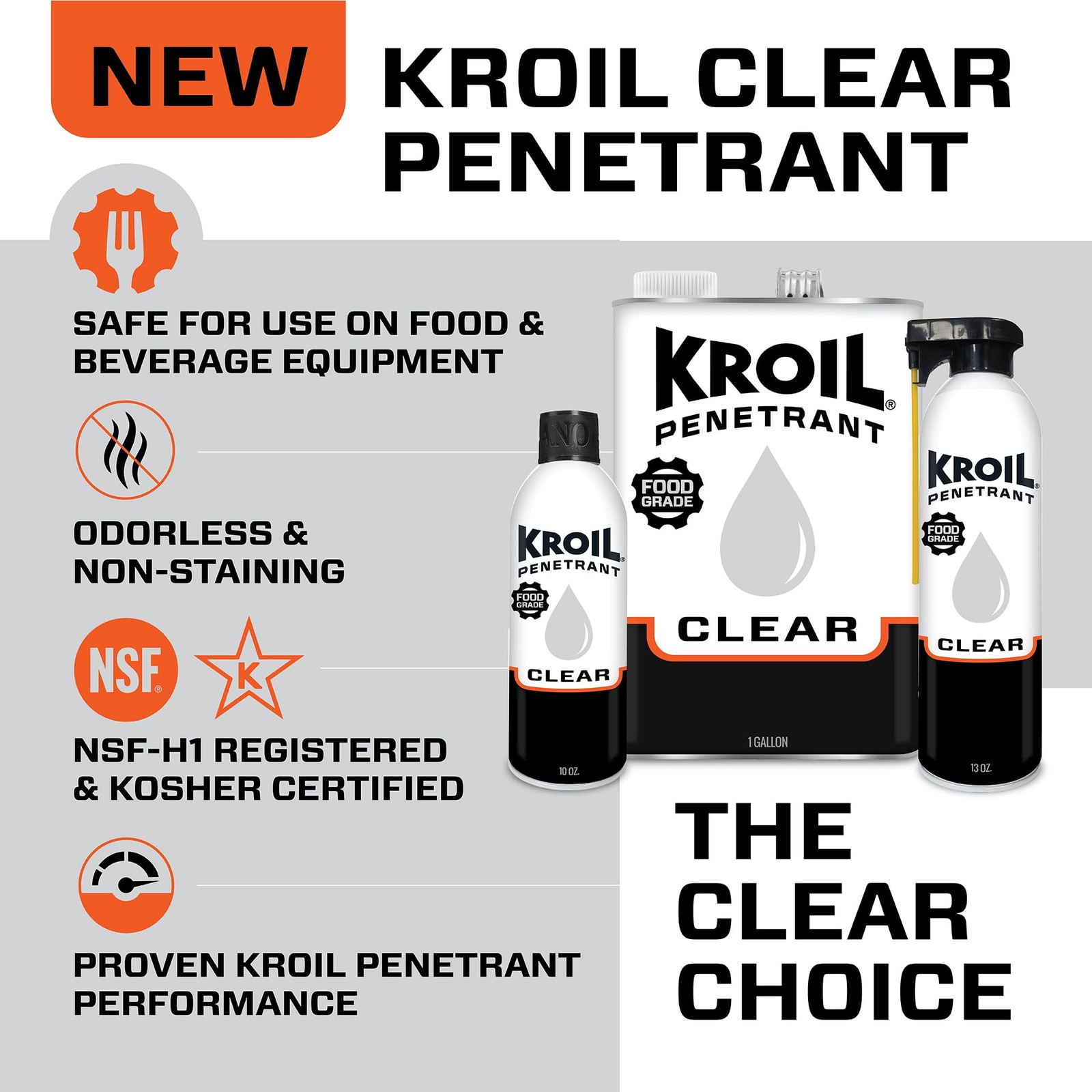 Kroil Clear Food Grade Penetrating Oil SprayTech 360° Nozzle & Straw (Aerosol)