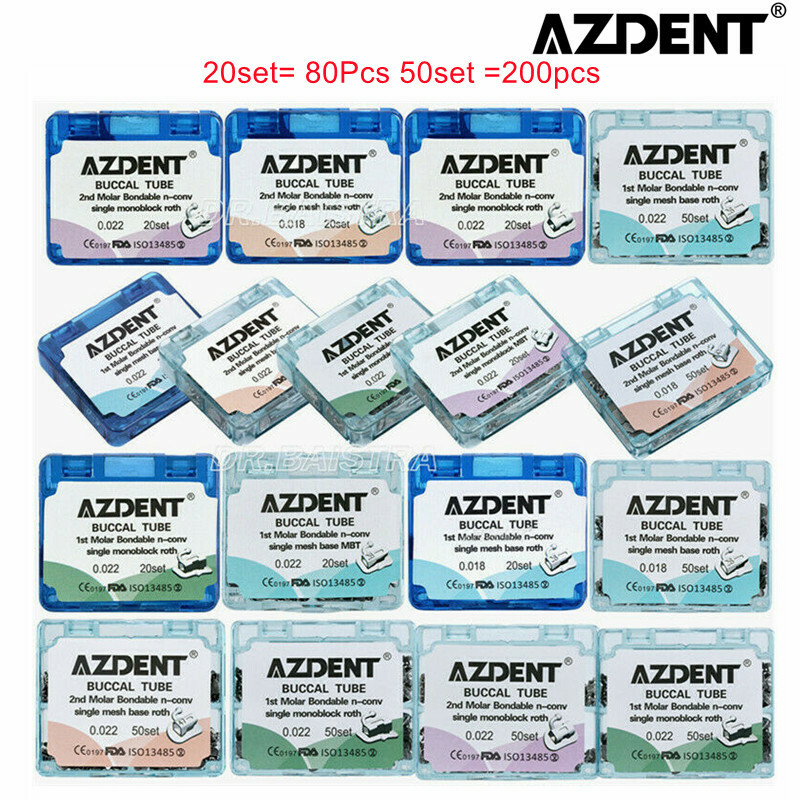 AZDENT Dental Orthodontic Bondable Buccal Tube 1st /2nd Molar Roth /MBT Non-Conv