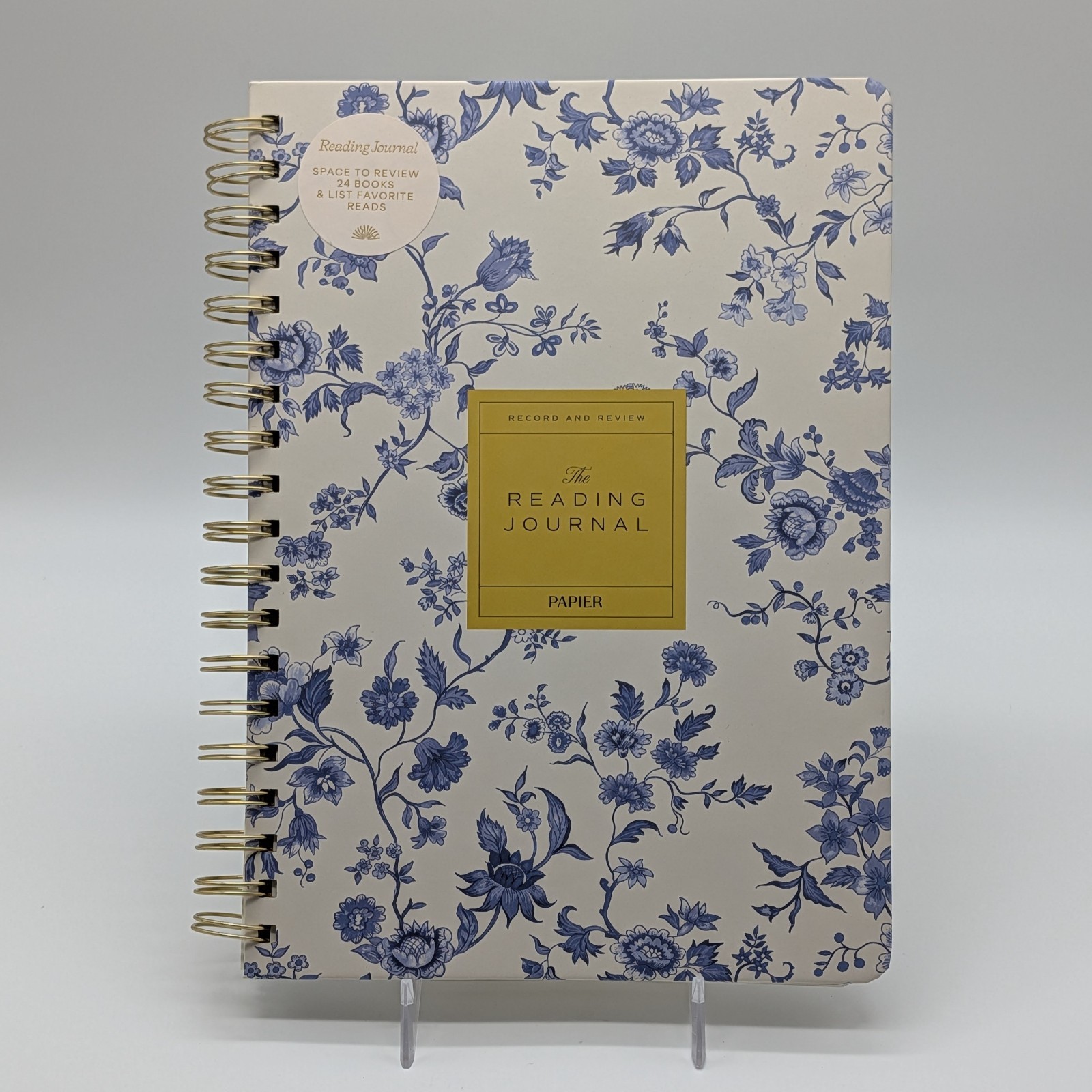 PAPIER Reading Journal Toile Blue B5 Hardcover Spiral Bound 24 Book FREE SHIP