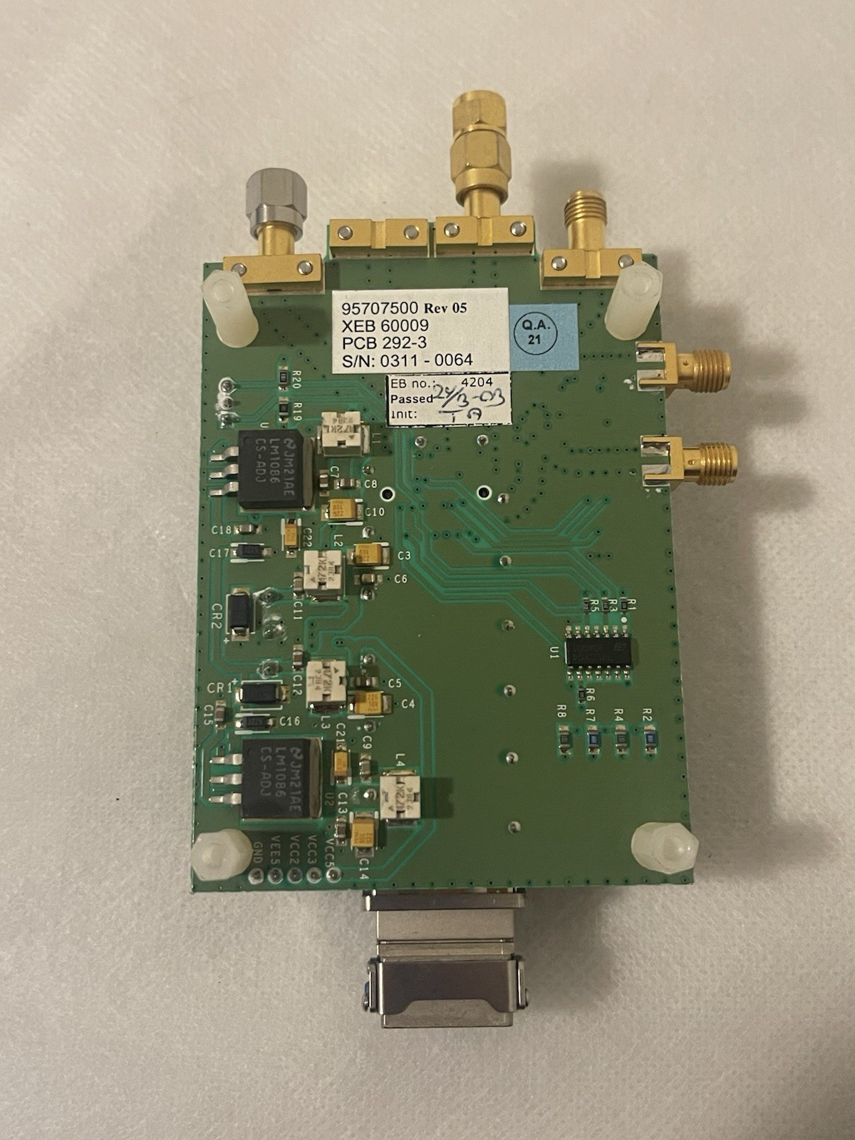 Intel XFP Transceiver Evaluation Test Board PCB 292-3 RF Optical EvBoard