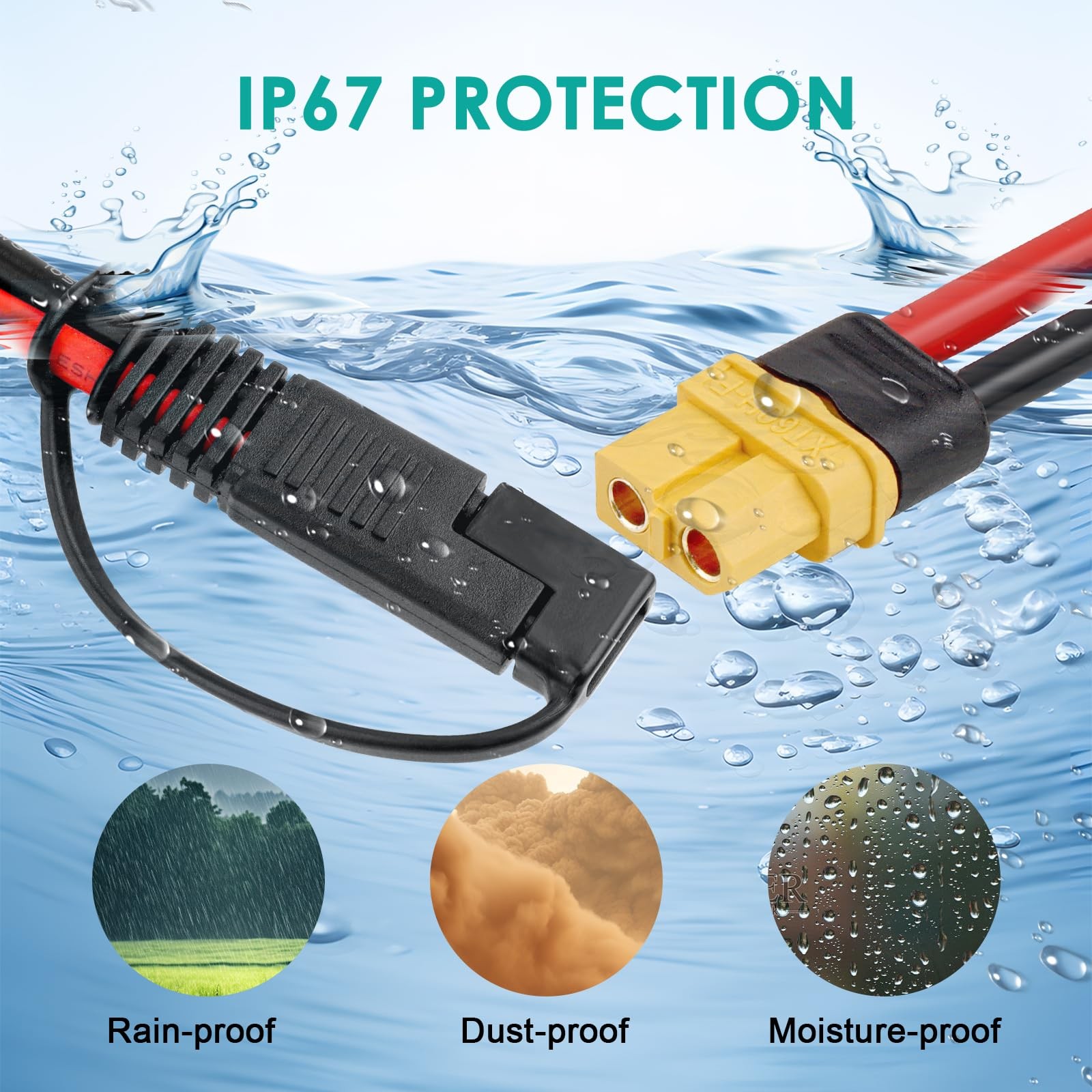 6FT XT60 Female to SAE Cable with SAE Polarity Reverse Adapter for Portable P