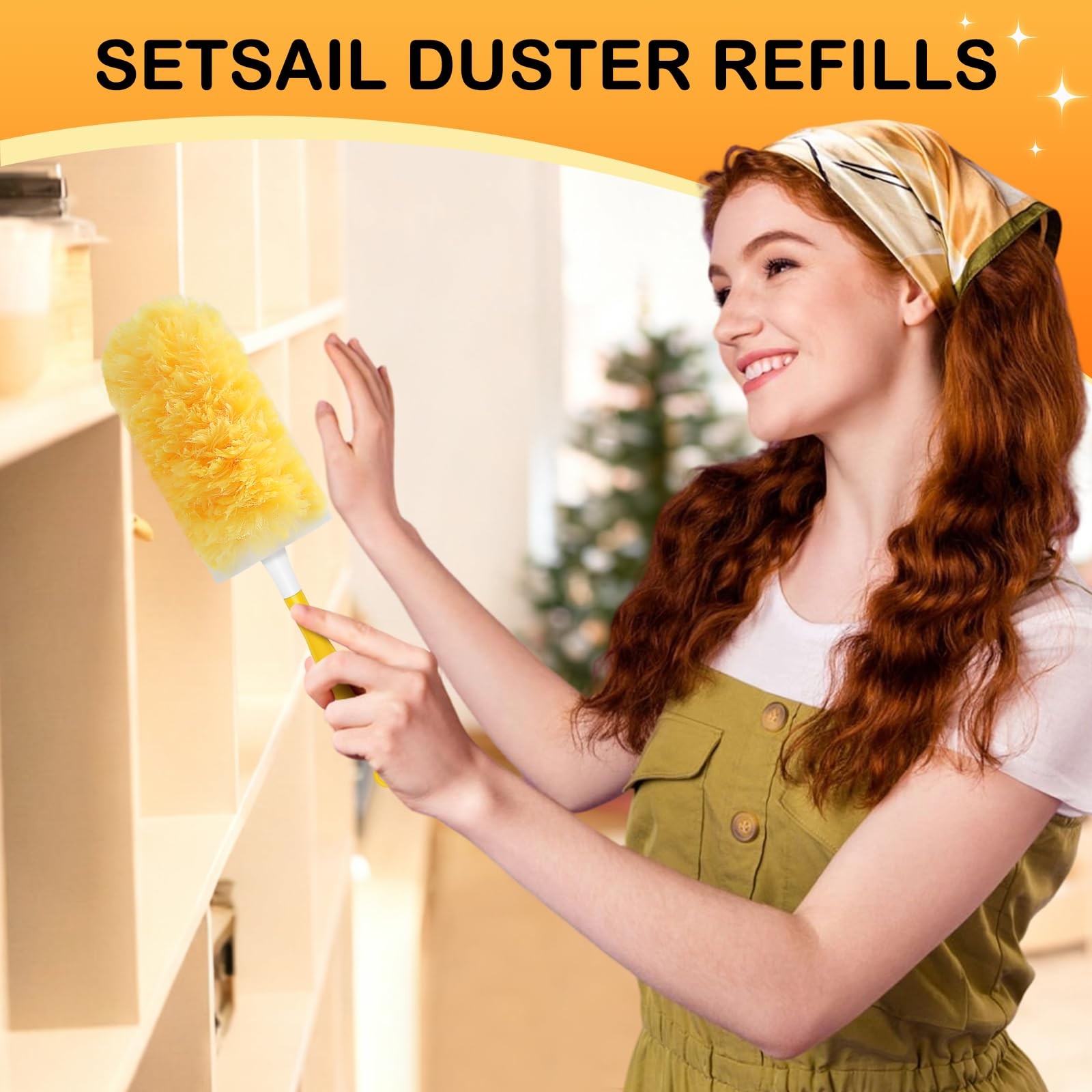 SetSail Heavy Duty Duster Refills for Swiffer with 1 Handle，30 Orange