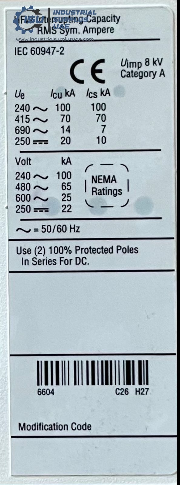 Eaton HFW3100VL Series C Industrial Circuit Breaker 100 Amps 3 Pole HFW 70k #New
