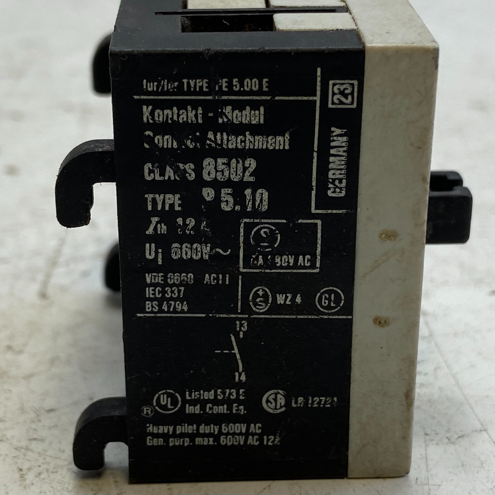 SQUARE D 8502-P5.10 Auxiliary Contact Block Ser. B 12A