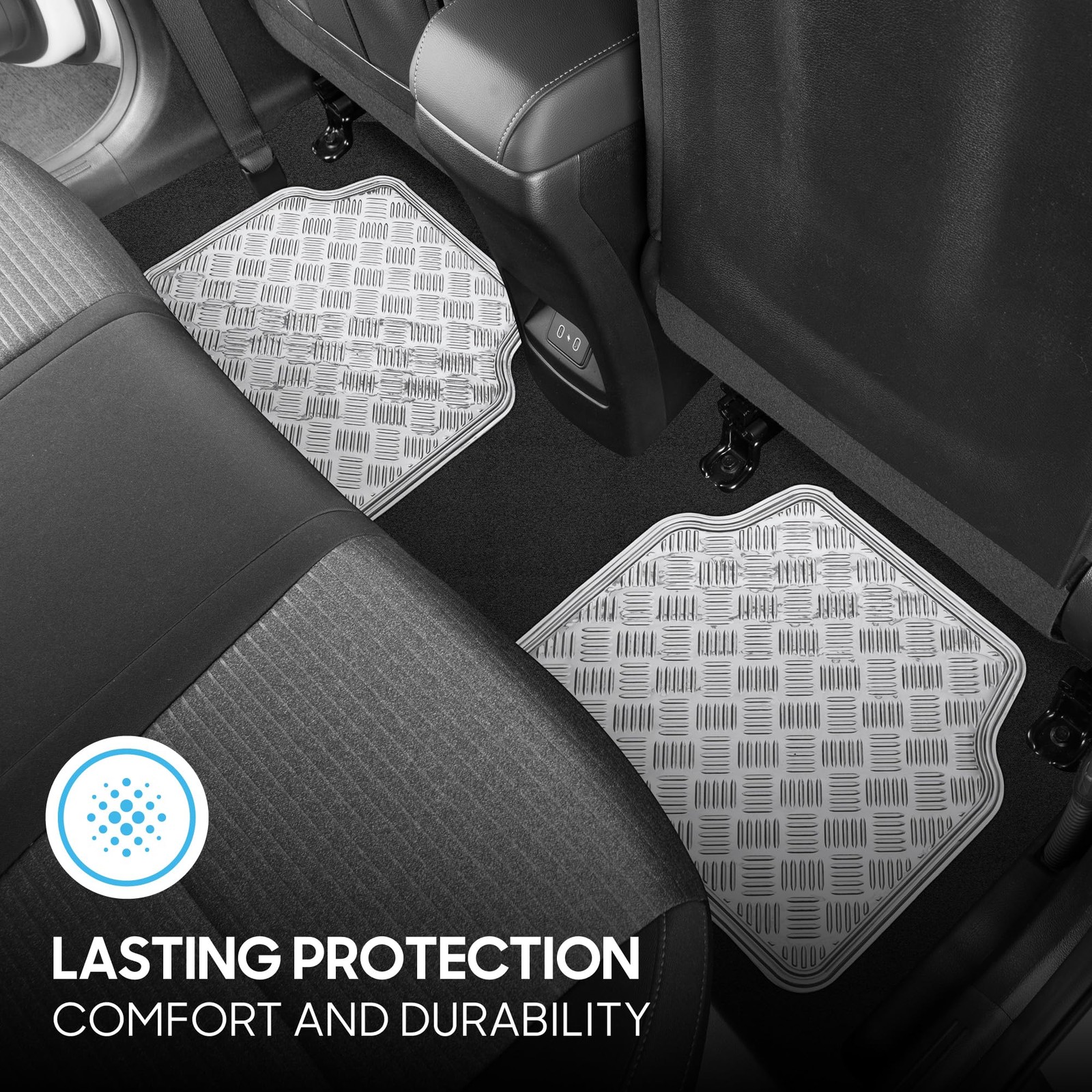 Bdk Metallic Chrome Car Floor Mats All-Weather Universal Fit Automotive Floor