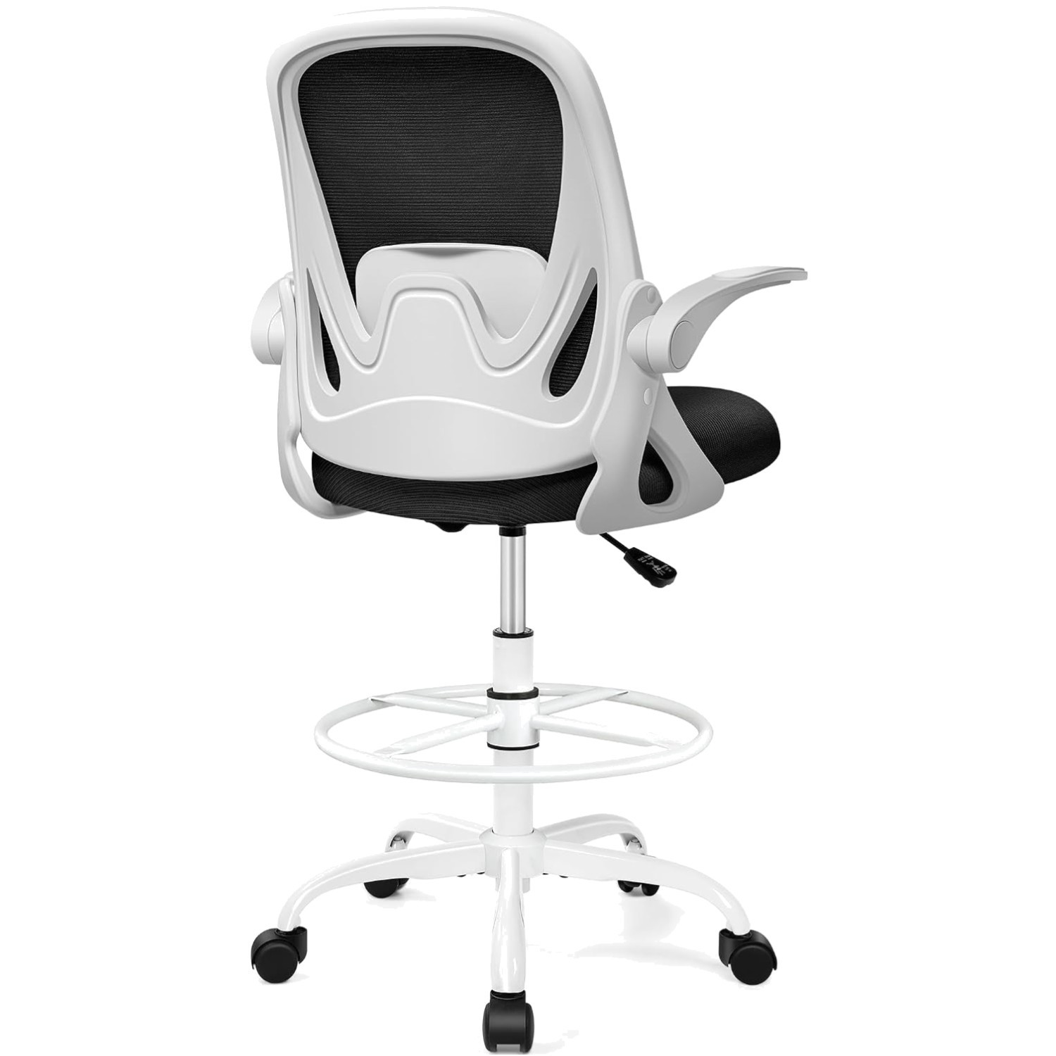 Ergonomic Drafting Chair with Flip-up Armrests – White