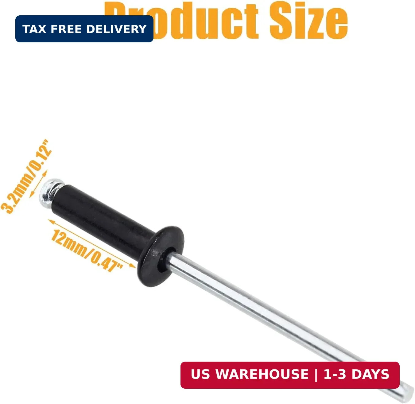 1/8 x 1/2 Inch Aluminum Blind Rivets Kit, 100Pcs Black Pop Rivets Kit
