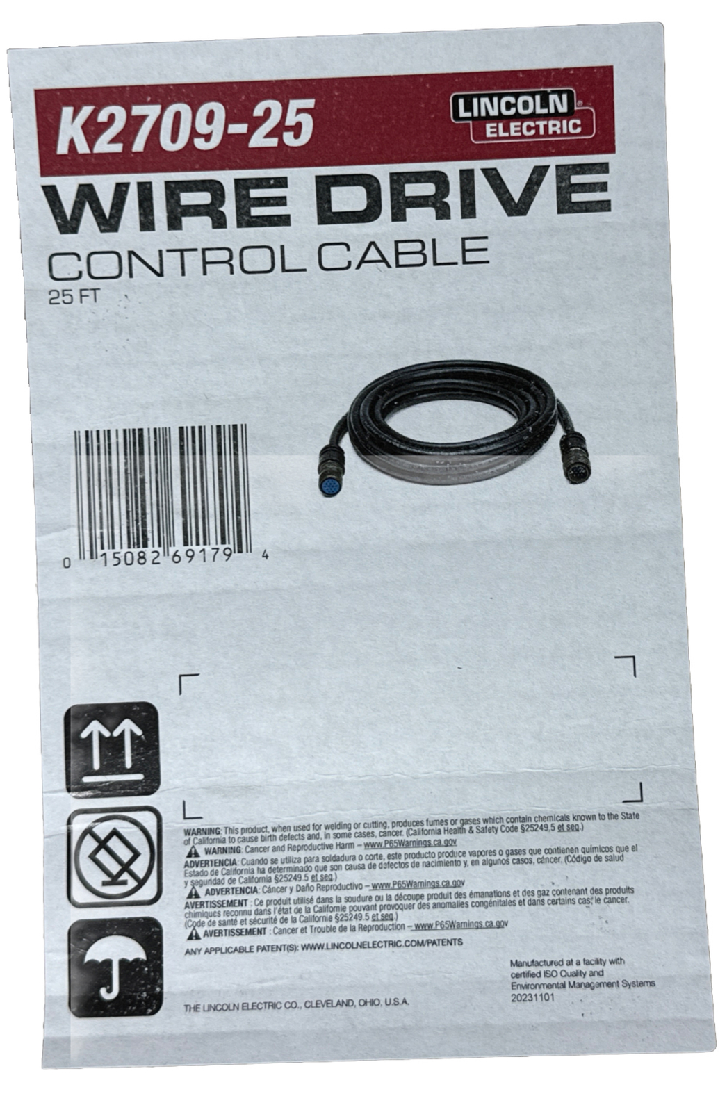 Lincoln Electric K2709-25 Wire Drive Control Cable 25 ft. 14 M To 14 F.