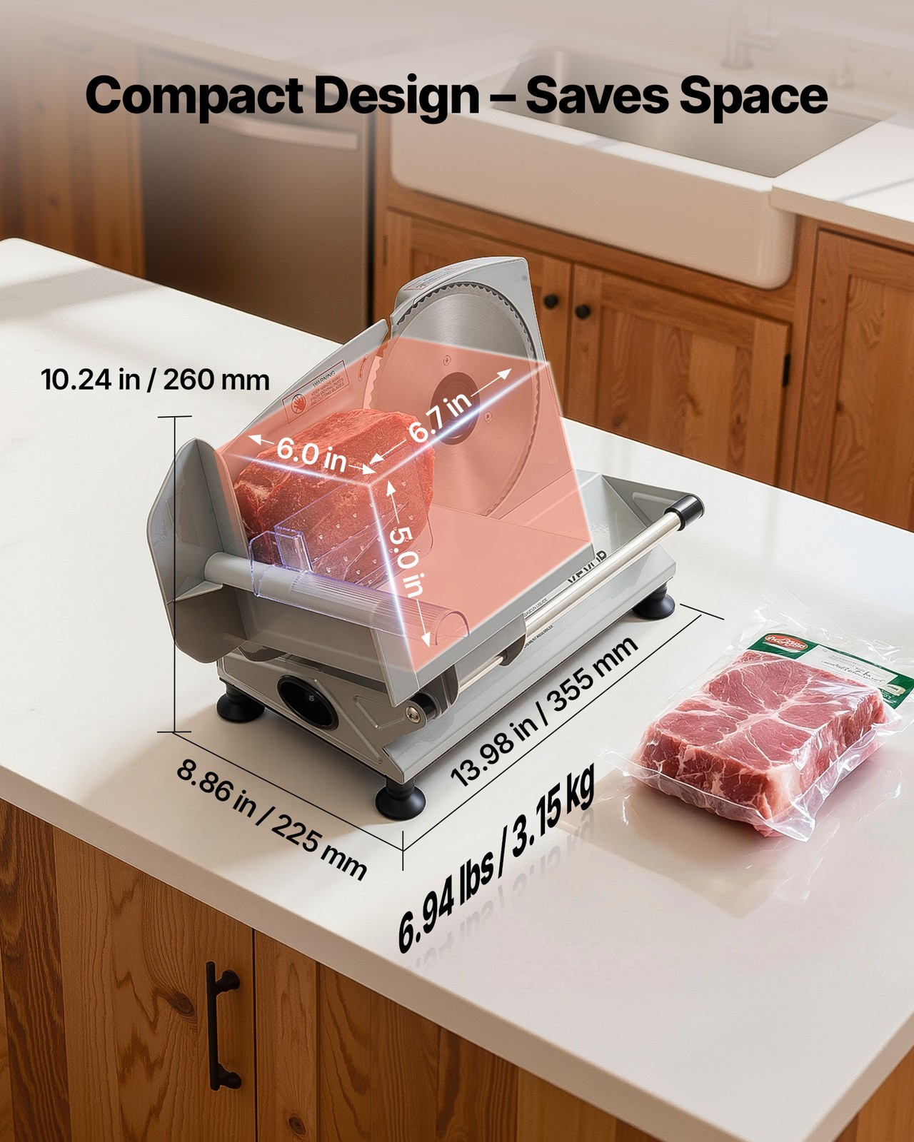 VEVOR Meat Slicer Electric Deli Slicer Machine 150W 6.7 in Sharp Blade for Home