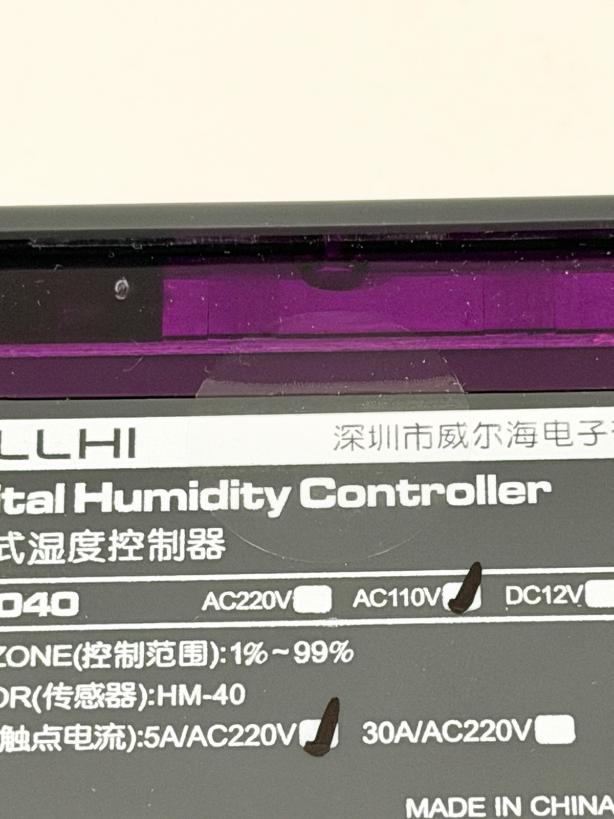 WILLHI WH8040 Digital Humidity Controller AC 110V 5A w/ Sensor Probe New