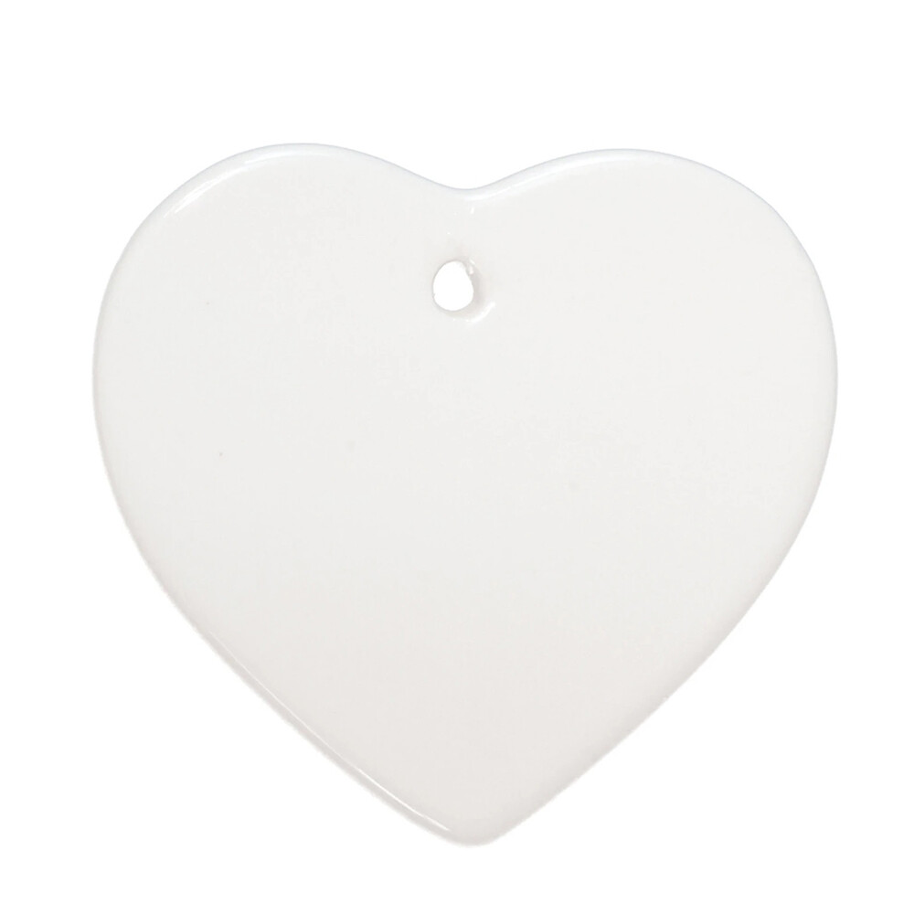 100PCS 3in Heart Sublimation Ceramic Ornament, Christmas Tree New Year Hanging