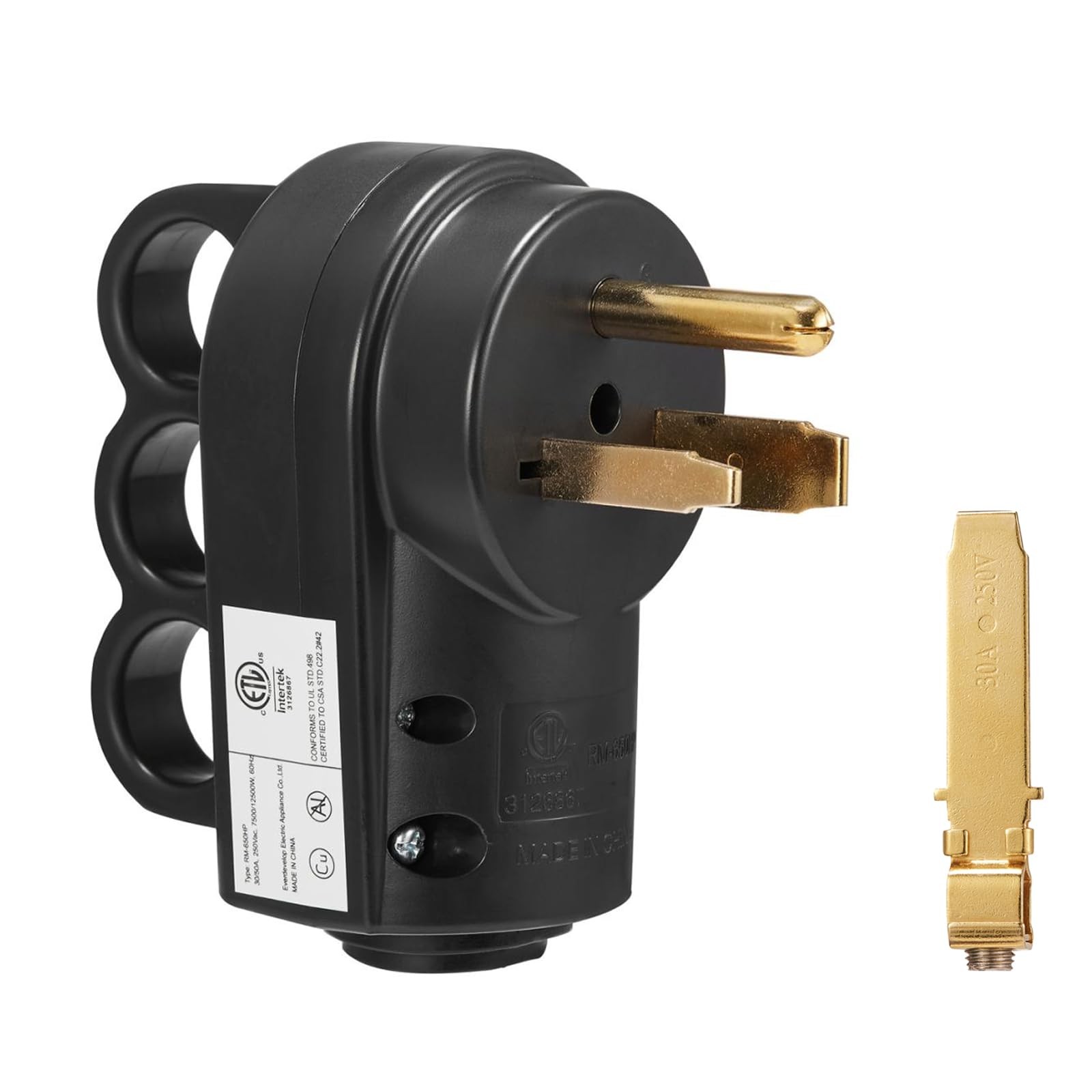 2-in-1 Nema 6-50P/6-30P Welder Plug, ETL Listed, 30A/50A 250V, Black, 3-Prong Ma