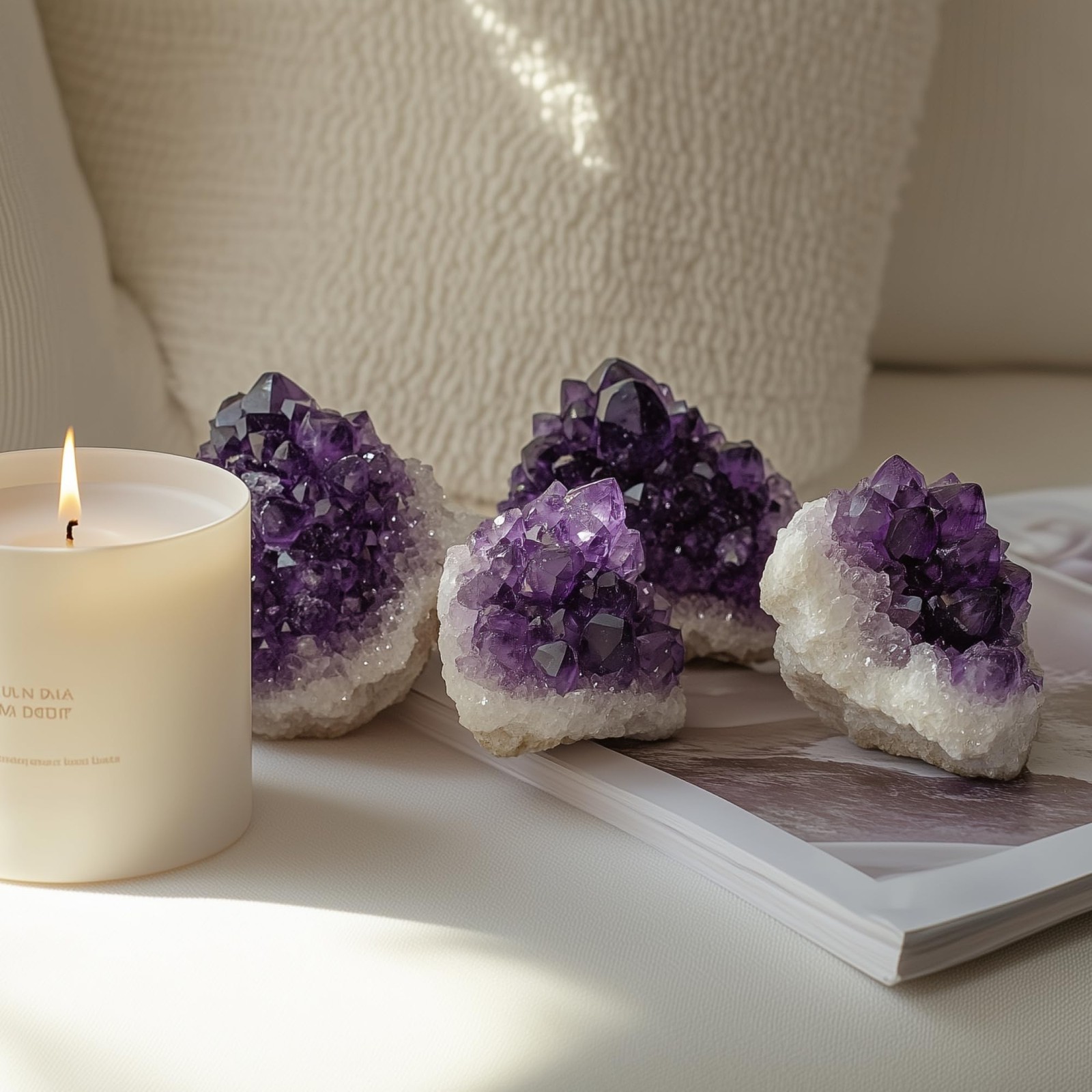WYJHYZN Amethyst Crystal 2PCS (Approx. 0.882lb–1.15 lb, 0.79”–3.15”) Raw Purple