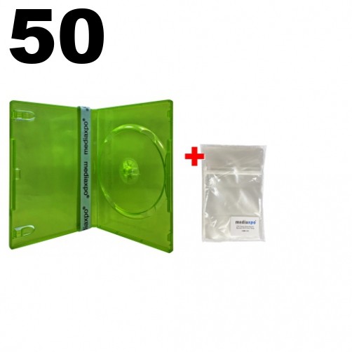 50 STANDARD Clear Dark Green Color Single DVD Cases & 100 OPP Bags