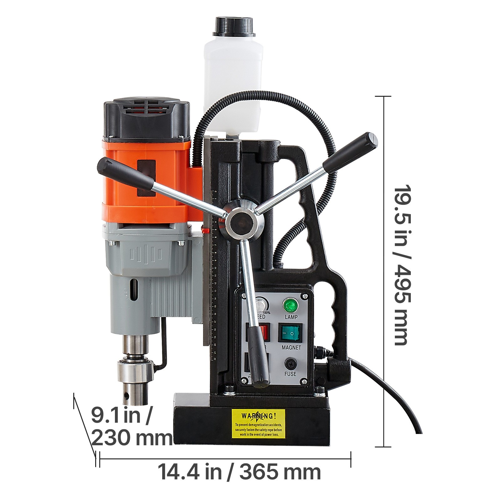 Magnetic Drill Press Mag Drill Press 1550 W 2.4 in Boring Dia 0-600 RPM