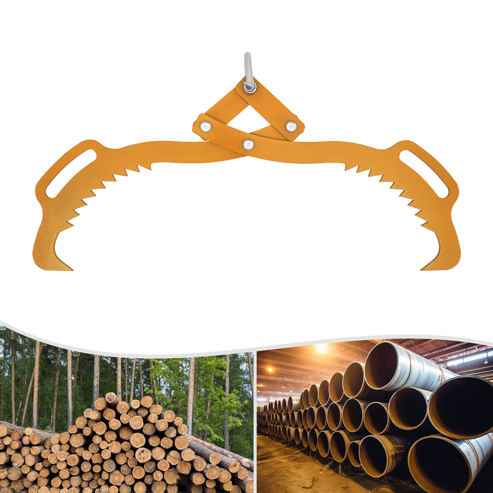 1000kg/2200Lbs 25″ Log Lifting Tongs Claw Hook Heavy Duty Grapple Timber Claw