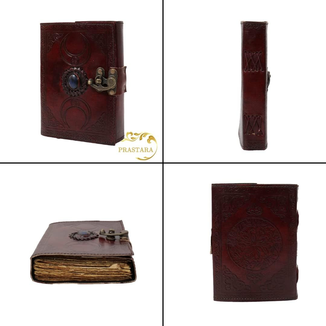 Blank Spell Book of Shadows Journal with Lock Clasp Prop Vintage Handmade Leathe