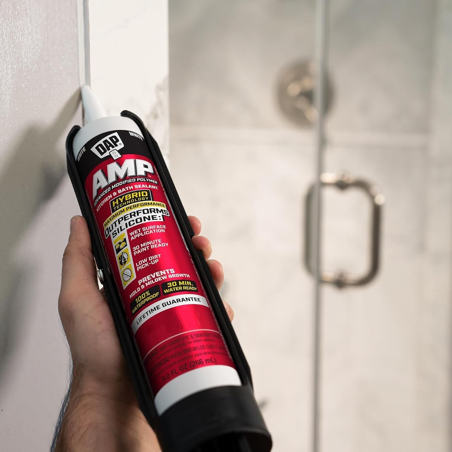 DAP AMP White Polymer Advanced Hybrid Caulk Sealant Kitchen & Bath 9oz