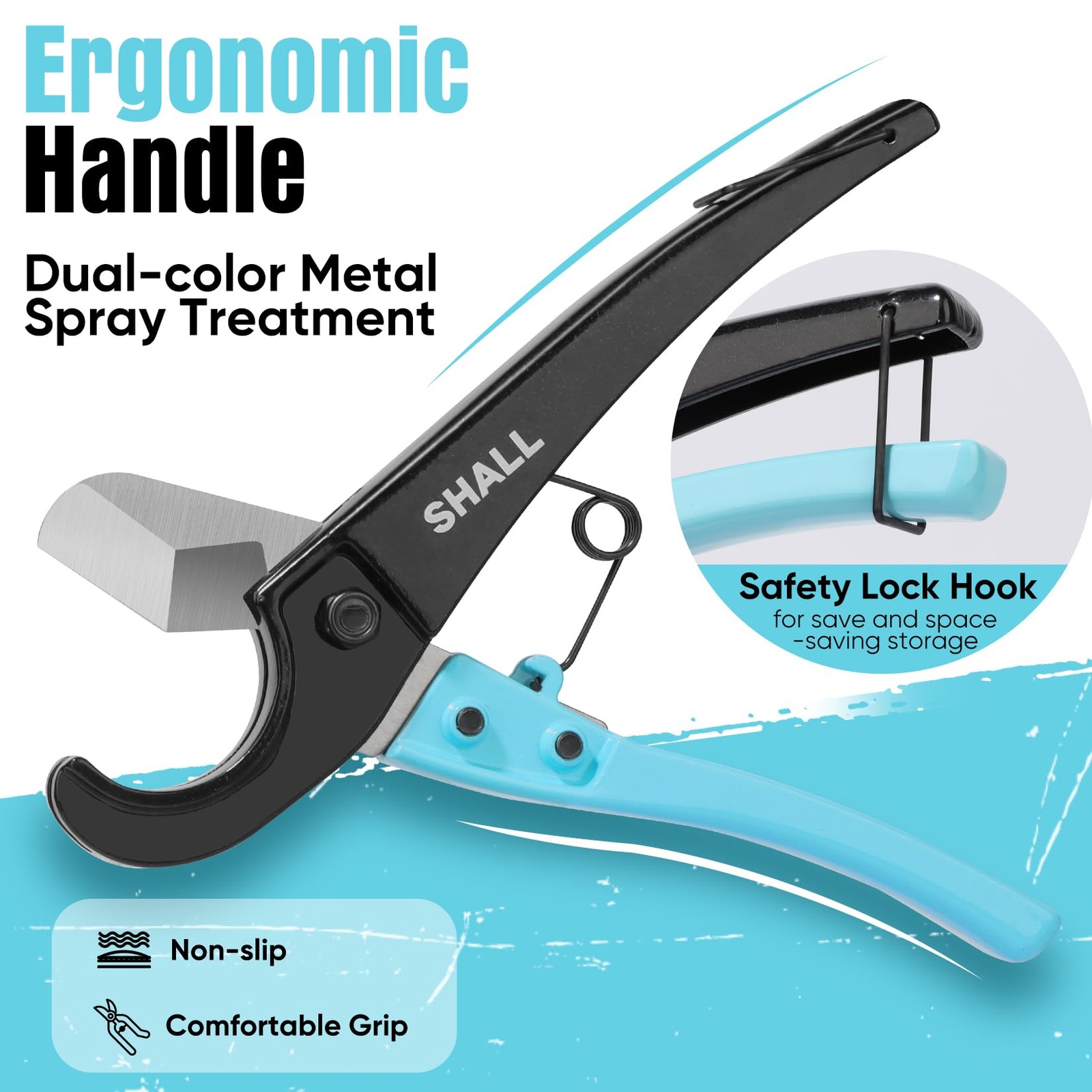SHALL PEX Pipe Cutter, Cuts up to 1-3/8’’, Fast Tubing Blue-black