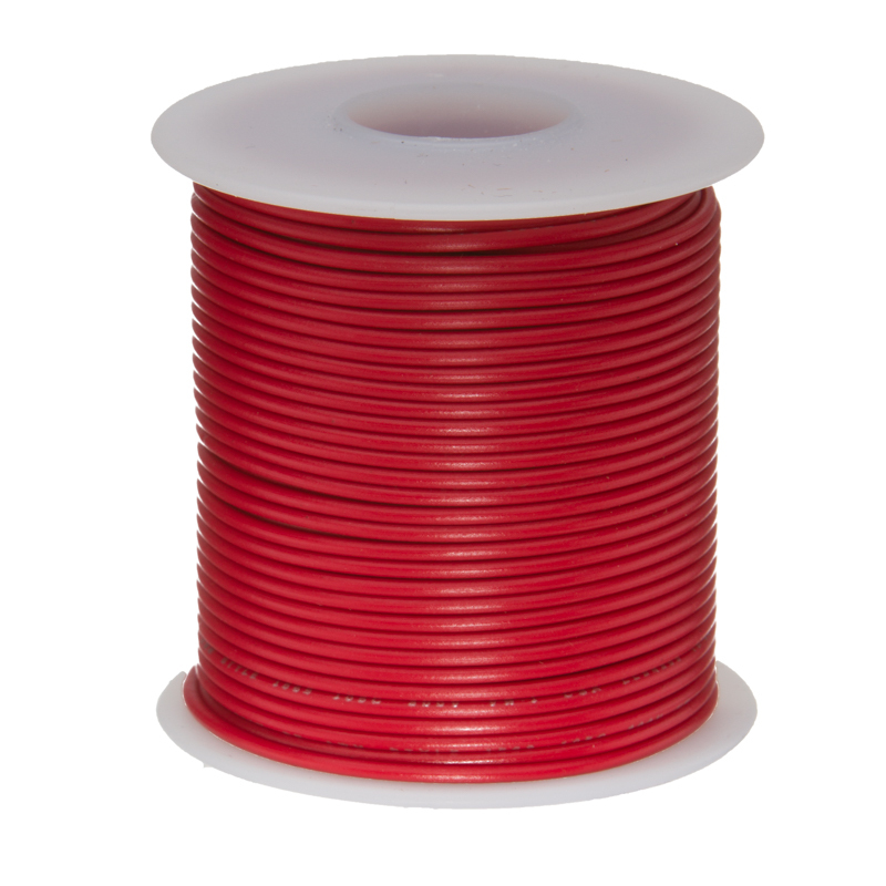 22 AWG Gauge Solid Hook Up Wire Red 100 ft 0.0253″ UL1007 300 Volts